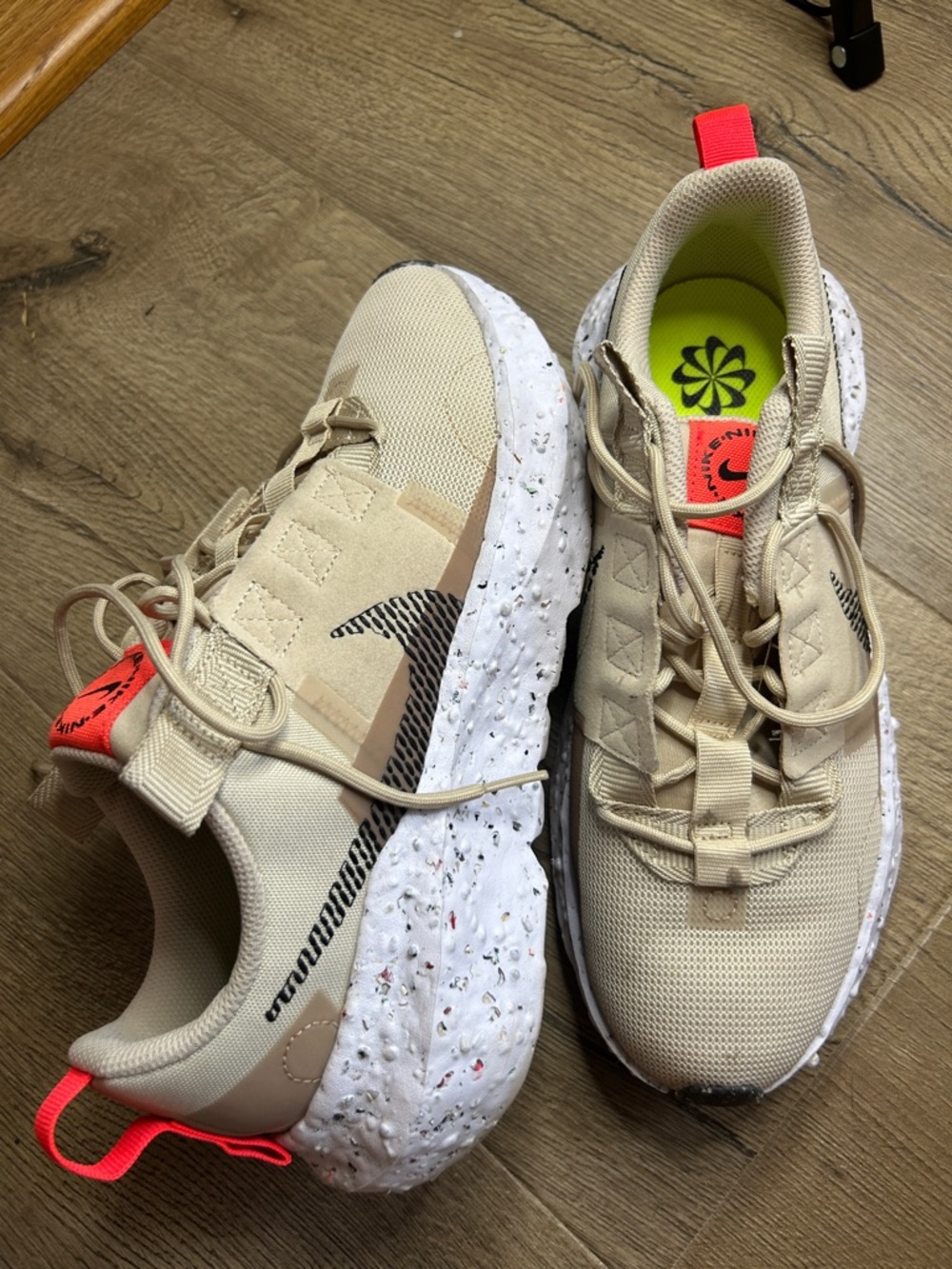 Nike Women's Beige/Tan Casual Trainer with Speckled White Midsole